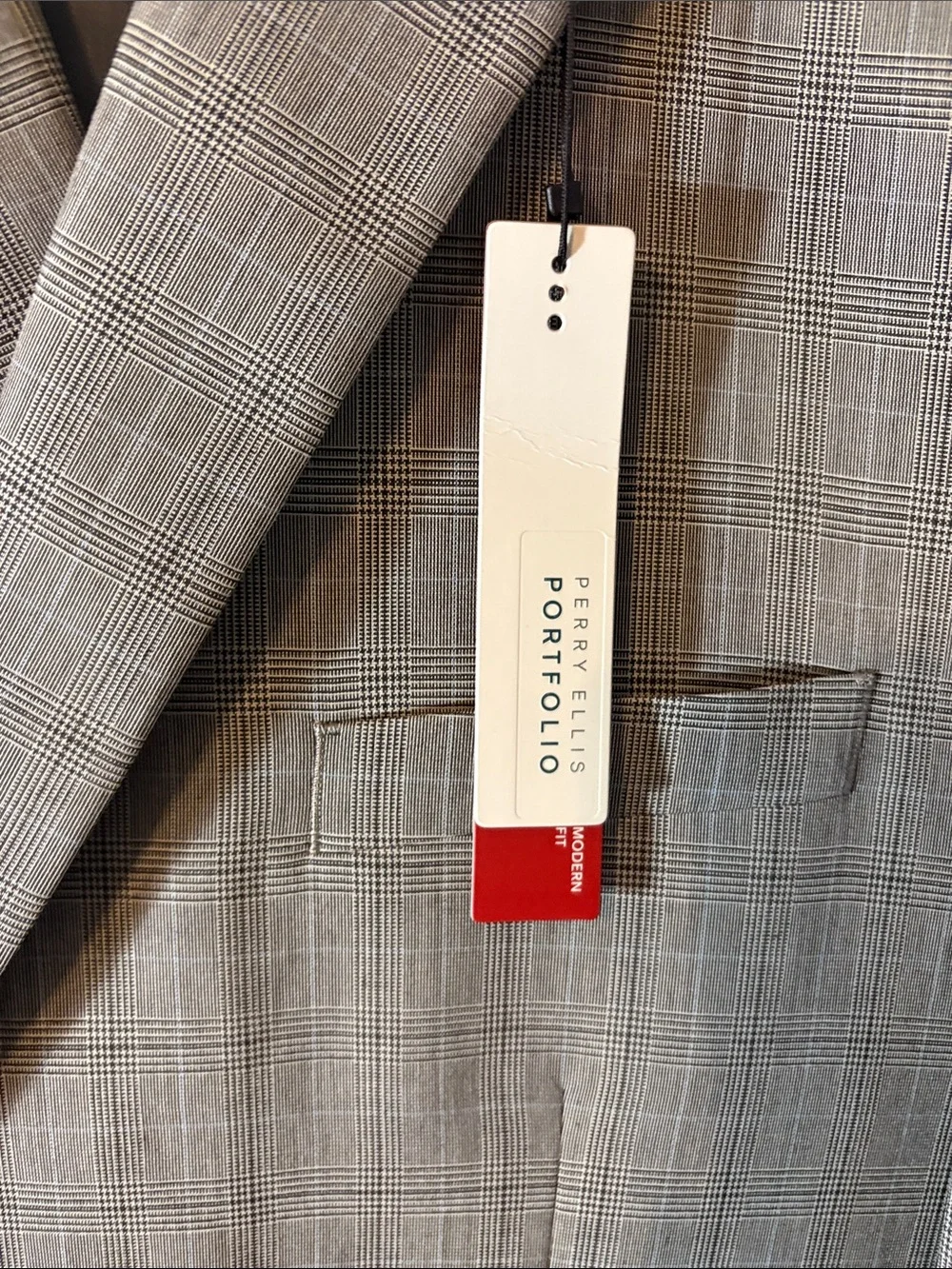 Perry Ellis Gray Glen Plaid Sport Coat